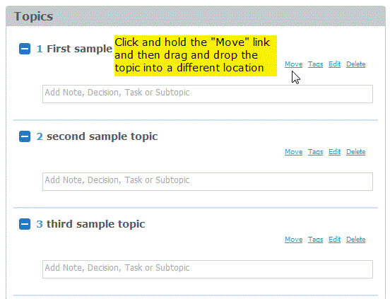 moving a topic in the agenda moving a topic in the agenda