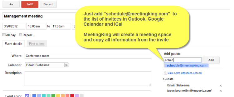 Use you preferred calendar tool to schedule a meeting