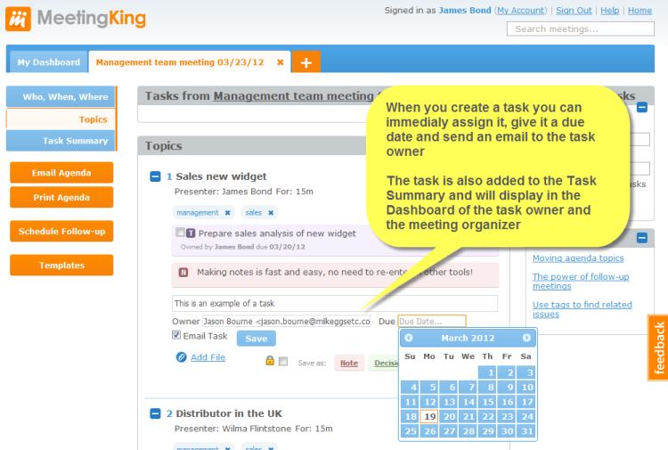 Creating a task is as easy as writing a note