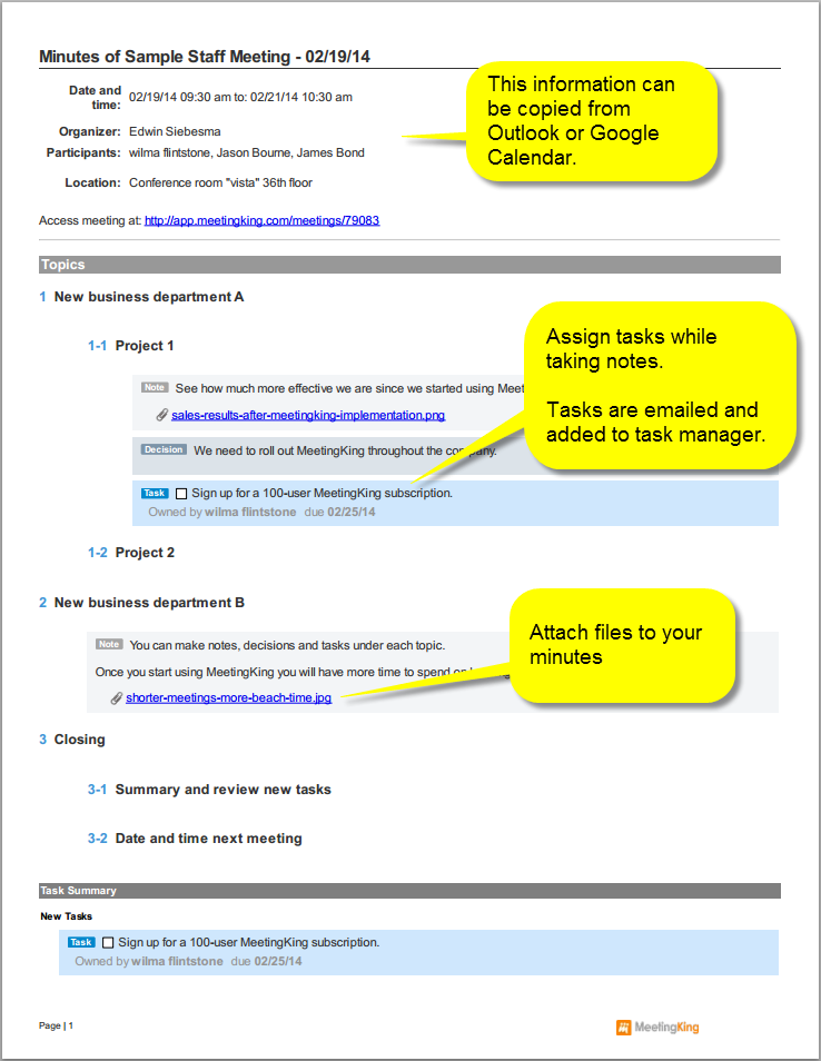 How to write a report of a meeting