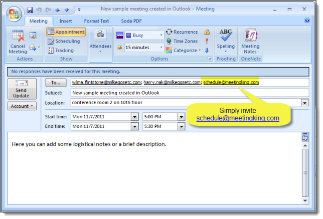 schedule meeting with Outlook