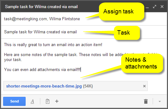 create task via email