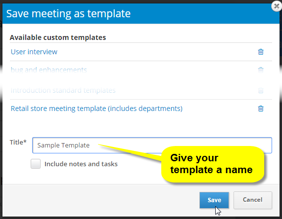 Give custom meeting template name