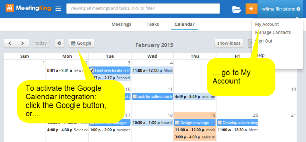 activate Google Calendar integration