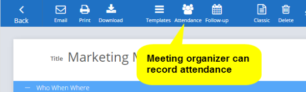 meeting attendance icon in toolbar