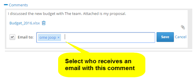 select who receives emailed comment