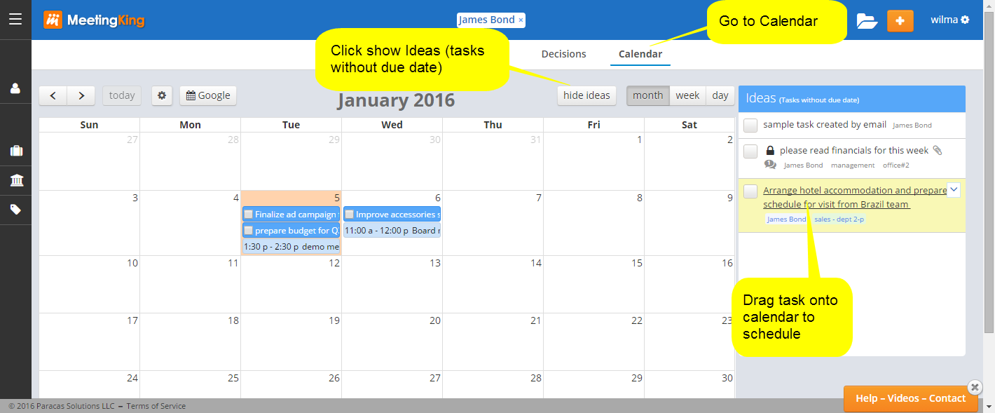 schedule tasks in calendar