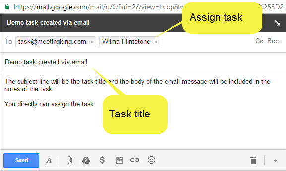 creating new task via email