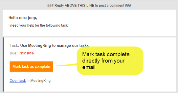 mark task complete directly from email
