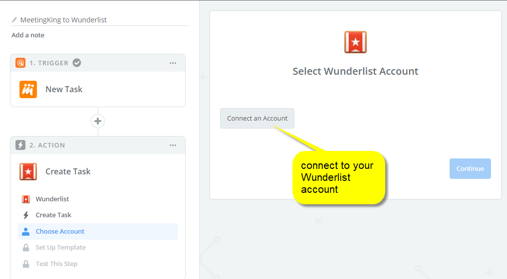connect to wunderlist account